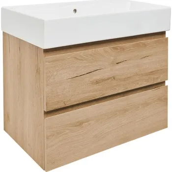 Koupelnový nábytek Koupelnová skříňka 2 zásuvková s umyvadlem SAT B-Way 79x50x45 cm dub mat BWAY280OAKU2BI