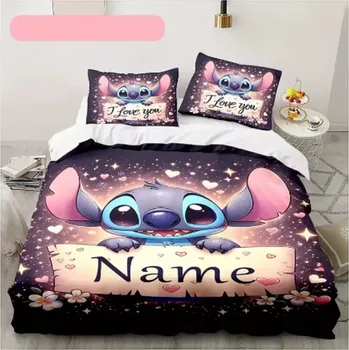 Povlečení 3-dílné ložní povlečení s motivem Lilo & Stitch (6 velikostí) s vlastním jménem Rozměr: 155x220 cm