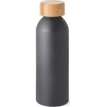 Termohrnek QUETA. Hliníková láhev s bambusovým víčkem 550 ml - Tmavě Šedá