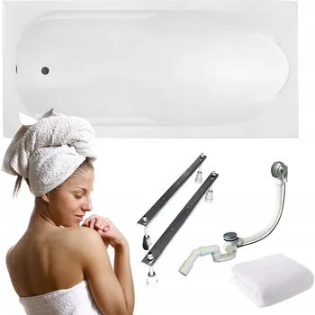 Vana Obdélníková akrylátová vana Besco Bona, boční odtok, 170 x 70 cm