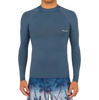 DECATHLON Pánské tričko s UV ochranou s dlouhým rukávem 100 na surf XS MODRÁ|ŠEDÁ