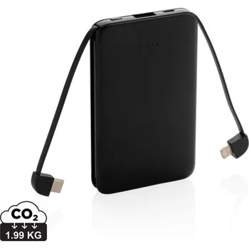 Powerbanka Kapesní powerbanka 5 000 mAh s integrovaným kabelem - Černá