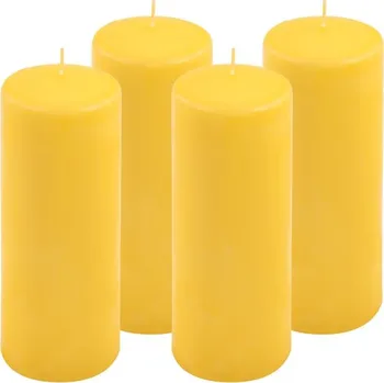 Svíčka Sada sloupových svíček, 20 cm, Ø 7,5 cm, žlutá, 4 ks