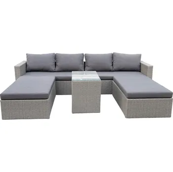 Šedý zahradní lounge set z umělého ratanu pro 4 Drammen - Bonami Selection ID_1508998