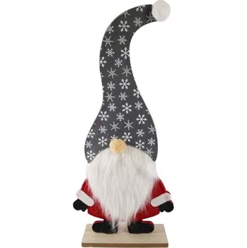 Vánoční dekorace Dekorační trpaslík s šedou čepicí 180x390mm