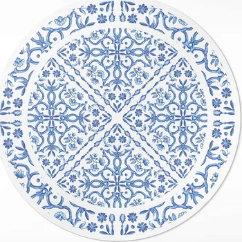 Koberec Kulatý Koberec z vinylového PVC ⌀ 70 cm Dekorativní rostlinné dlaždice s ornamenty