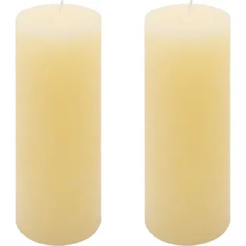 Svíčka Sada rustikálních svíček, 20 cm, Ø 7,5 cm, krémová, 2 ks