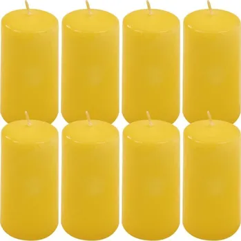 Svíčka Sada sloupových svíček, 10 cm, Ø 5 cm, žlutá, 8 ks