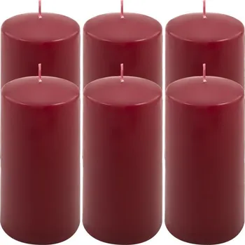 Svíčka Sada sloupových svíček, 15 cm,Ø 7,5 cm, vínová, 6 ks