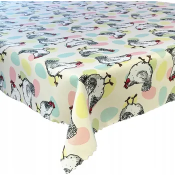 ubrus Ubrus Odolný vůči Skvrnám Tisk Velikonoce Kuře Barevné Kraslice 100x100 cm