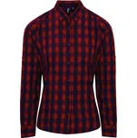 Premier Workwear Dámská bavlněná kostkovaná košile - Červená / tmavě modrá | M