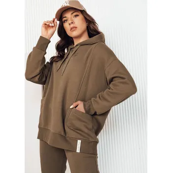 Dámská mikina Tmavě hnědá mikina s kapsami a jemným potiskem ALIEENS BY1278 Velikost: XS