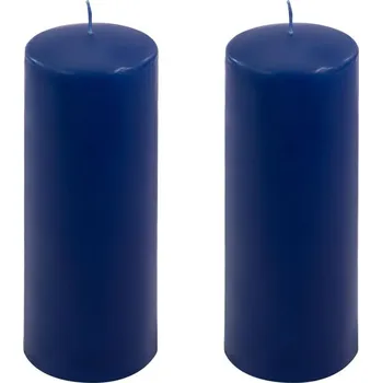 Svíčka Sada sloupových svíček, 20 cm, Ø 7,5 cm, modrá, 2 ks
