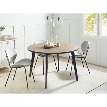 Jídelní stůl tmavé dřevo černý MDF kov 120/150 x 120 cm rozkládací deska kulatý tvar moderní styl kuchyně jídelna Beliani