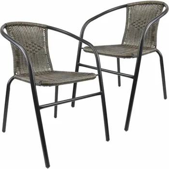 Sada zahradních židlí, stohovatelná, tmavě šedá, 2 ks