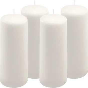 Svíčka Sada sloupových svíček, 20 cm, Ø 7,5 cm, bílá, 4 ks