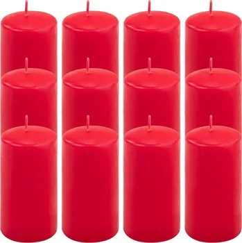 Svíčka Sada sloupových svíček, 11,5 cm, Ø 6 cm, červená, 12 ks