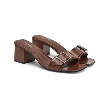 Dámské pantofle Nazouváky Calvin Klein Heel Mule 50 W/Buckle - Lth HW0HW02478 Hnědá 40