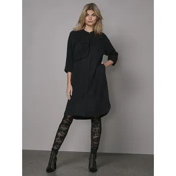 Dámské šaty Šaty Nu Denmark 8327-22 černé košilové s efektním řasením na rameni Velikost: 44