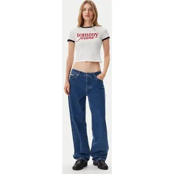Pánská móda Tommy Jeans T-Shirt Script Ringer DW0DW20631 Écru Slim Fit S
