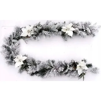 Vánoční dekorace VÁNOČNÍ GIRLANDA bílá HVĚZDA BETLÉMSKÁ 2 m