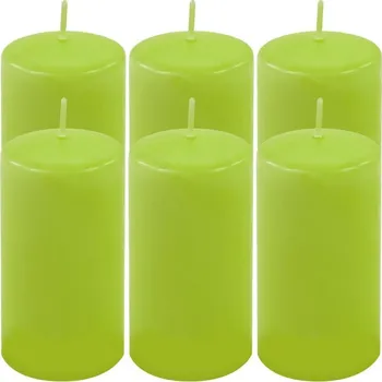 Svíčka Sada sloupových svíček, 11,5 cm,Ø 6 cm, světle zelená, 6 ks
