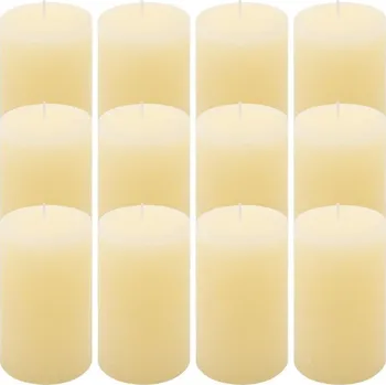 Svíčka Sada rustikálních svíček, 11,5 cm, Ø 6,8 cm, krémová, 12 ks