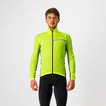 Cyklistická bunda CASTELLI větrovka Squadra stretch fluo yellow páns Varianta: M