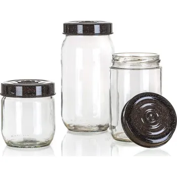 BANQUET Sada skleněných dóz LINZI, 3 ks žulové