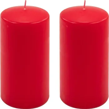 Svíčka Červená parafínová svíčka 15 cm, 65 h hoření, sada 2 ks