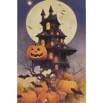 Nástěnná malba Děsivá vila, 9 LED, 60 x 40 cm