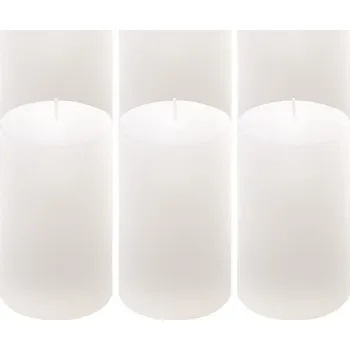 Svíčka Bílá parafínová svíčka rustikální 11,5 cm, 40 h, sada 6 ks