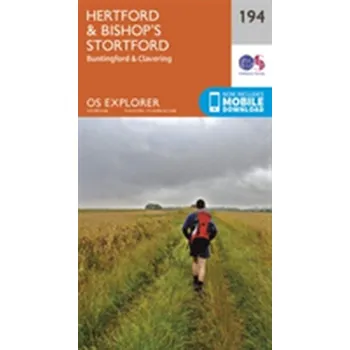 Encyklopedie Hertford and Bishop's Stortford - Ordnance Survey [EN] (2015, Skládaná mapa, Ordnance Survey)