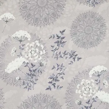 Úplet A0298 mauwe, mandaly, bílé květy, š.170