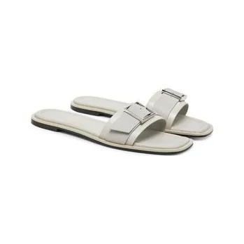 Dámské pantofle Nazouváky Calvin Klein Flat Slide W/Buckle - Lth HW0HW02490 Šedá 41