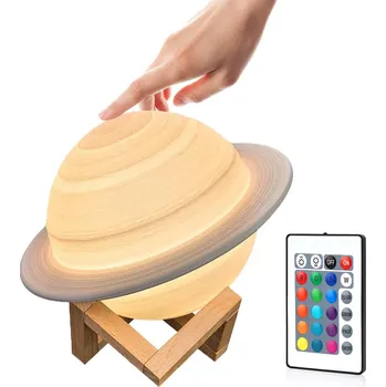 Stojací lampa Interlook XK-D13 | Stolní lampa ve tvaru Saturn | Noční lampa s RGB dálkovým ovládáním | Dětská lampa měnící barvu