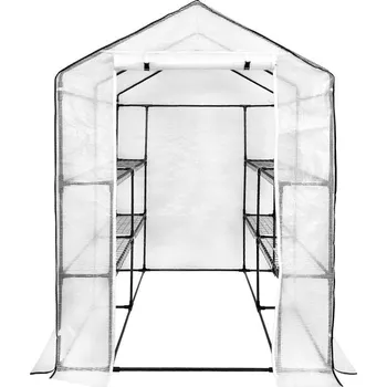 Skleník 4iQ Group Foliovník s poličkami 1,4x1,4x2m BÍLÝ