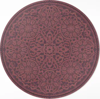Koberec Kulatý Koberec Vinyl o průměru 100 cm Dekorativní geometrický vzor ve stylu vintage