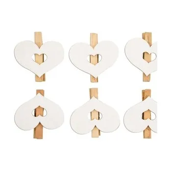 Srdce dřevěné na kolíčku 6 cm 6 ks (cs, Anděl Přerov s.r.o.)