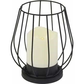 Svítidlo Kovový svícen, LED svíčka, teplá bílá, černý / bílý