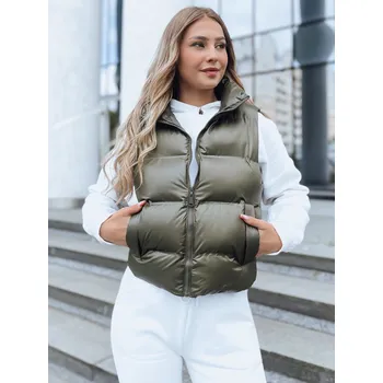 Dámská vesta Tmavá khaki prošívaná vesta WILLOW TY3799 Velikost: 2XL