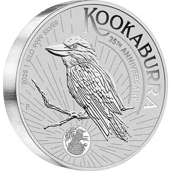 Stříbrná mince 1 kg Australian Kookaburra (Ledňáček) 2025 35.výročí (1990-2025)