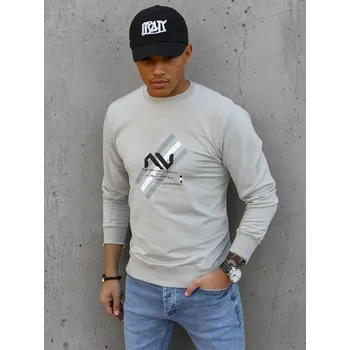 Pánská mikina Béžová mikina bez kapuce BX5363 Velikost: 2XL