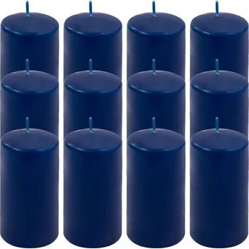 Svíčka Sada sloupových svíček, 11,5 cm, Ø 6 cm, modrá, 12 ks