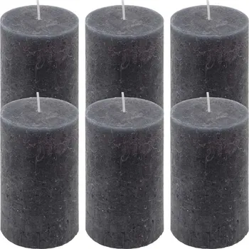 Svíčka Antracit parafínová svíčka rustikální 11,5 cm, 40h sada 6 ks
