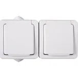 Kanlux Dvojzásuvka venkovní TEKNO IP54 s víčkem bílá, vodorovná