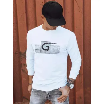 Pánská mikina Bílá mikina bez kapuce BX5370 Velikost: 3XL