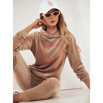 Tmavě béžová velurová tepláková souprava VIP PRIVATE AY0871 Velikost: S/M