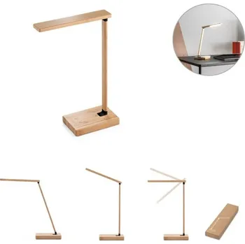 Lampička MOREY. Skládací stolní lampa s 15W superrychlou bezdrátovou nabíječkou z bambusu