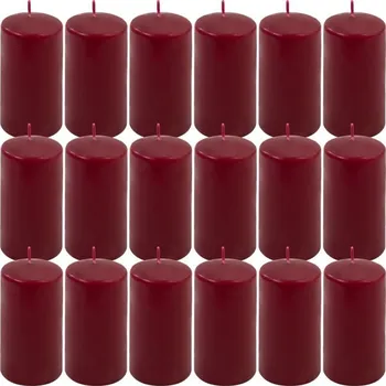 Svíčka Sada sloupových svíček, 11,5 cm, Ø 6 cm, vínová, 18 ks